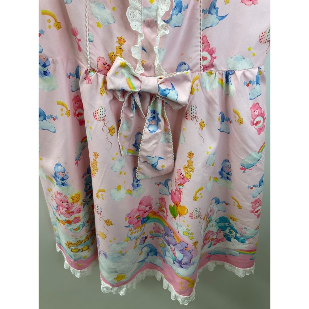 Romwe Care Bears Pink Lace Trim Bow Mini Dress 4XL Kawaii Pastel Rainbow Cosplay - Picture 10 of 15